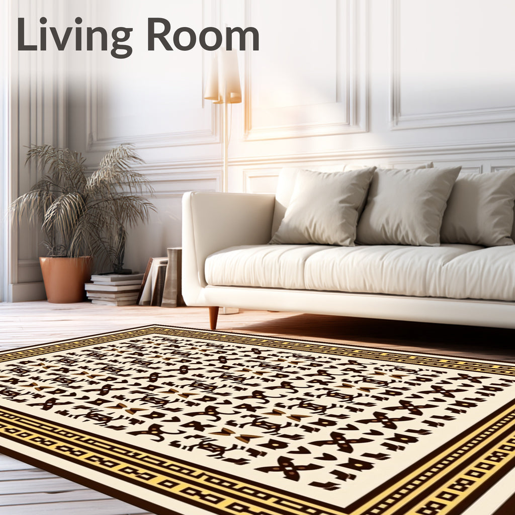 Cream Geometric Ivory Earth Tone Rug