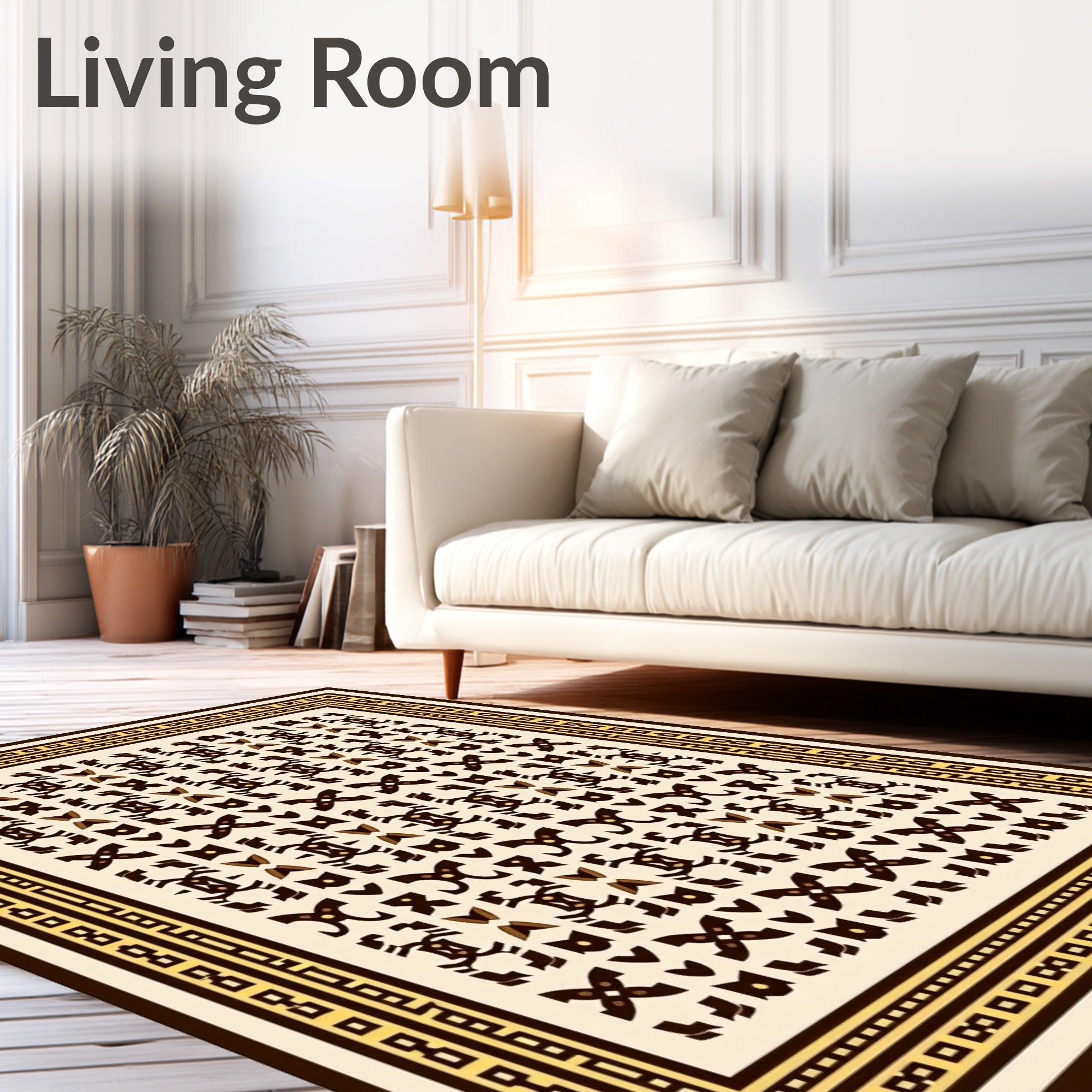Cream Geometric Ivory Earth Tone Rug
