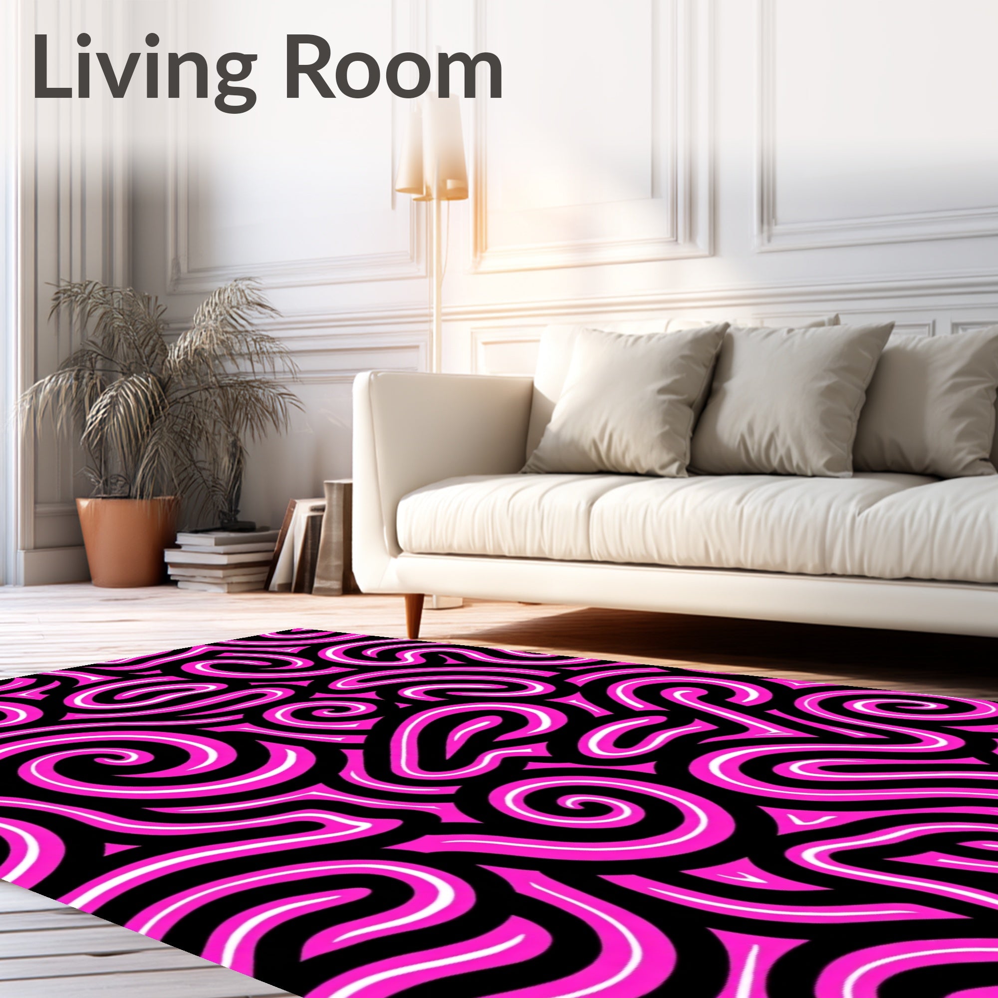Vibrant Pink Swirl Graffiti Rug