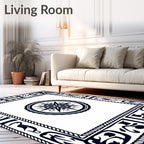 Black And White Compass Medallion Frame Rug