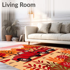 Rustic Red Truck Autumn Apples Rug