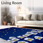 Charming Yellow Stars Night Village Rug