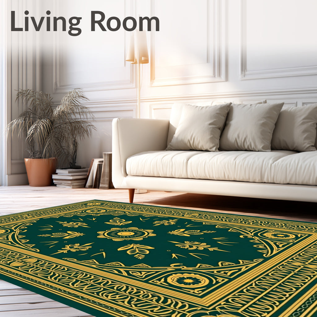 Emerald Gold Ornamental Floral Rug