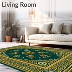 Emerald Gold Ornamental Floral Rug