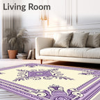 Lavendar Scrolls Cream Medallion Rug