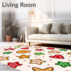 Festive Gingerbread Star Heart Collection Rug