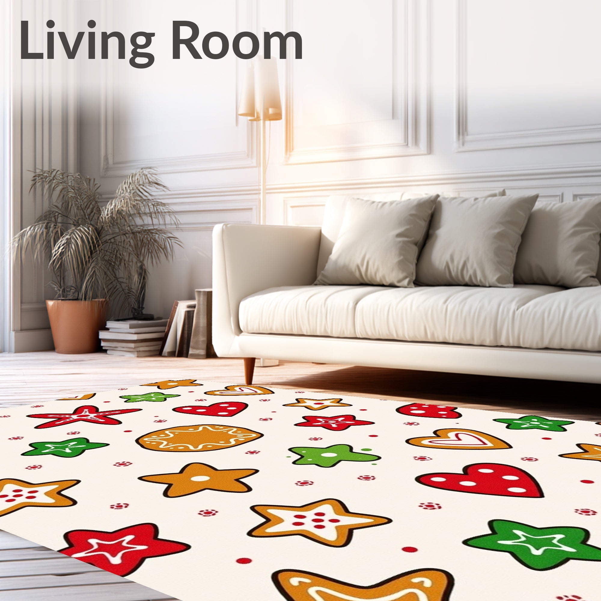 Festive Gingerbread Star Heart Collection Rug
