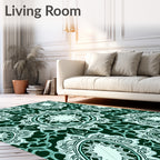Teal and Emerald Medallion Mandala Rug
