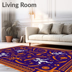 Orange Halloween Skeleton Pumpkin Border Rug