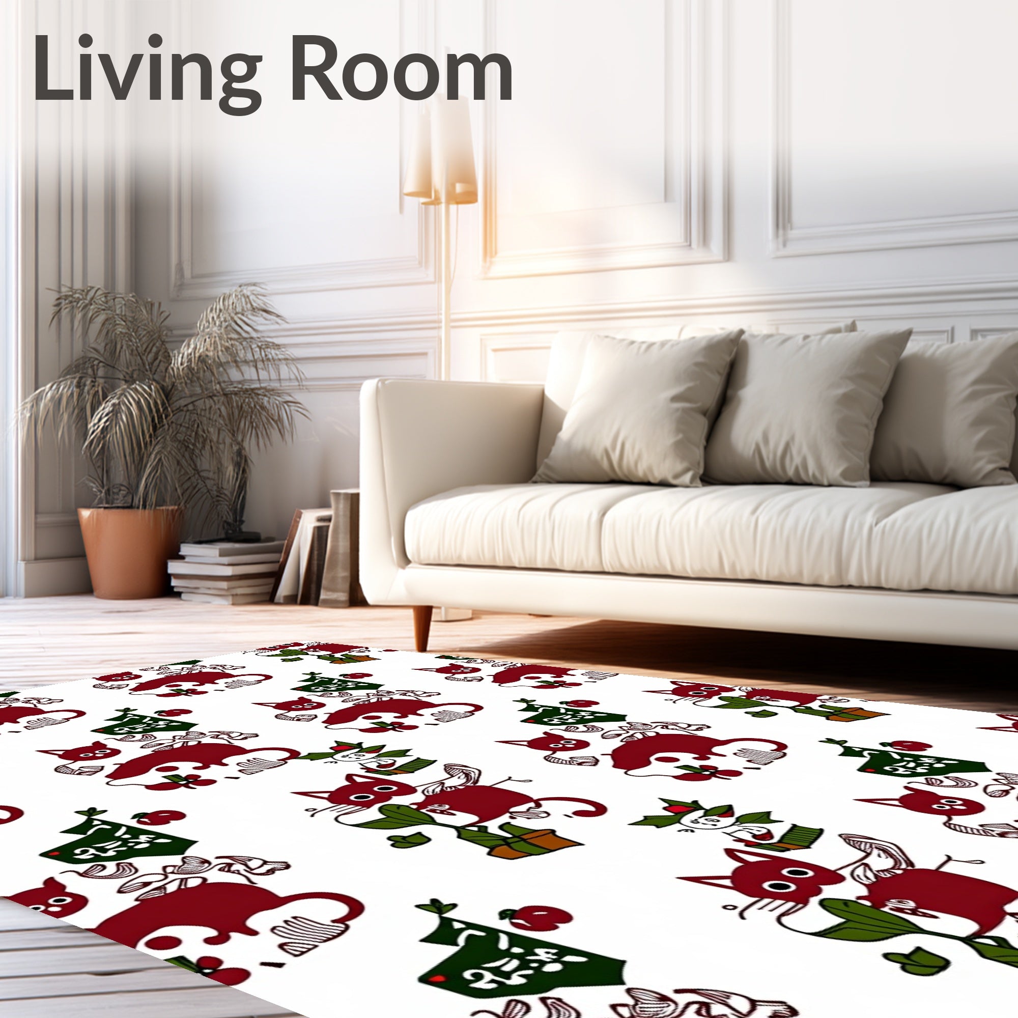 Whimsical Red Cat Garden Whimsy Rug