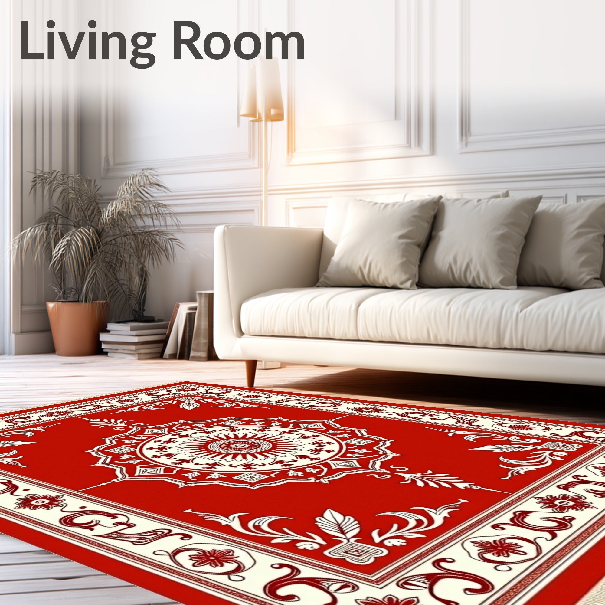 Bold Red Vintage Floral Lattice Rug