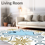 Playful Blue Ghost Whimsical Stars Rug