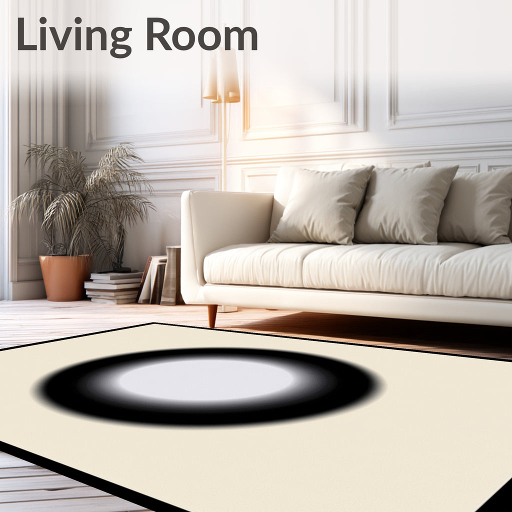 Minimalist Black White Gradient Circle Rug