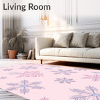 Whimsical Pink Lavender Snowflake Scatter Rug
