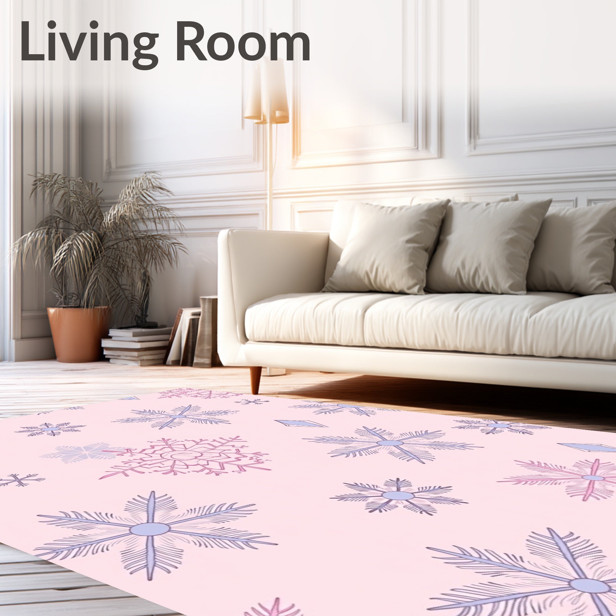 Whimsical Pink Lavender Snowflake Scatter Rug