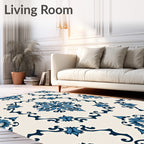 Blue Vintage Floral Medallion Rug