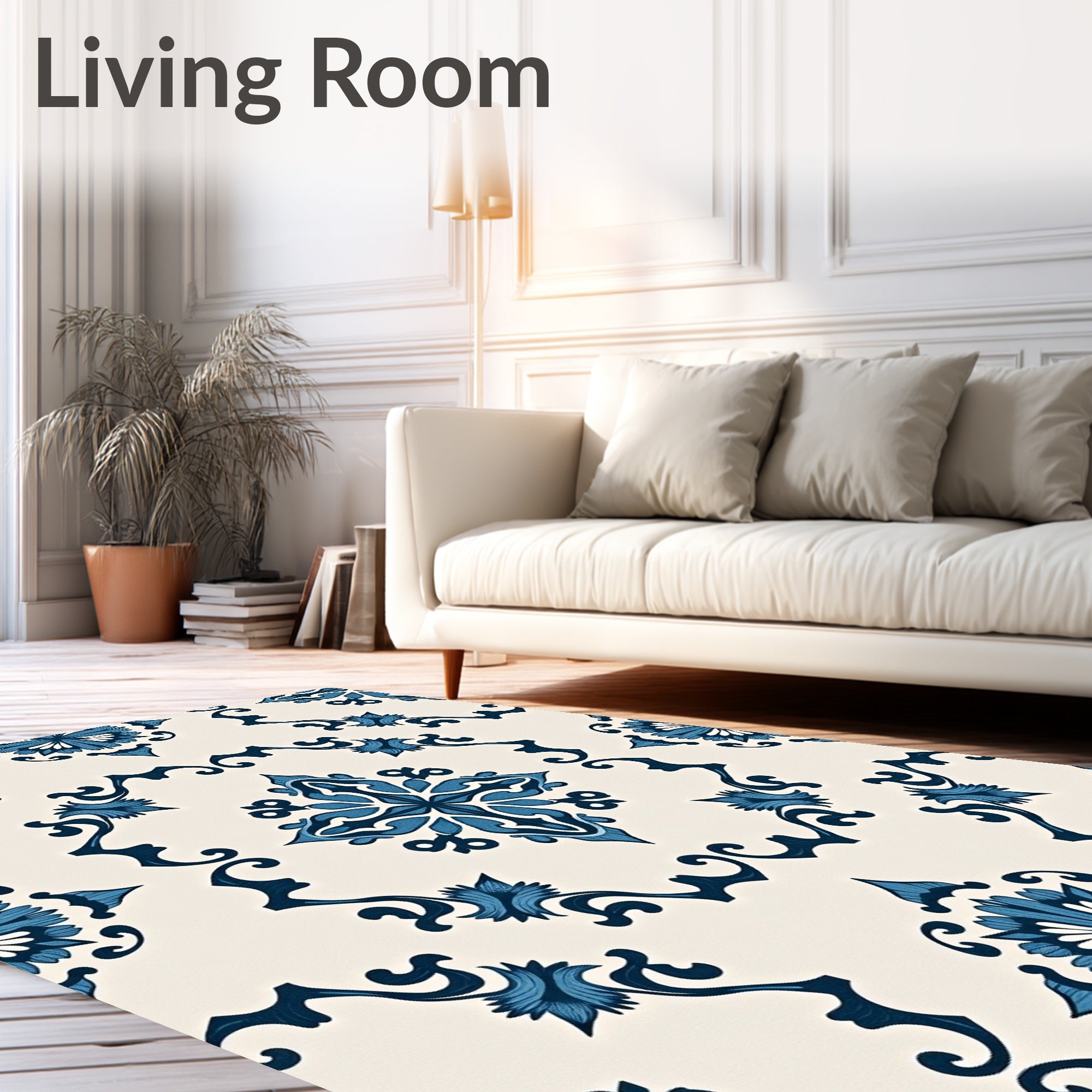Blue Vintage Floral Medallion Rug