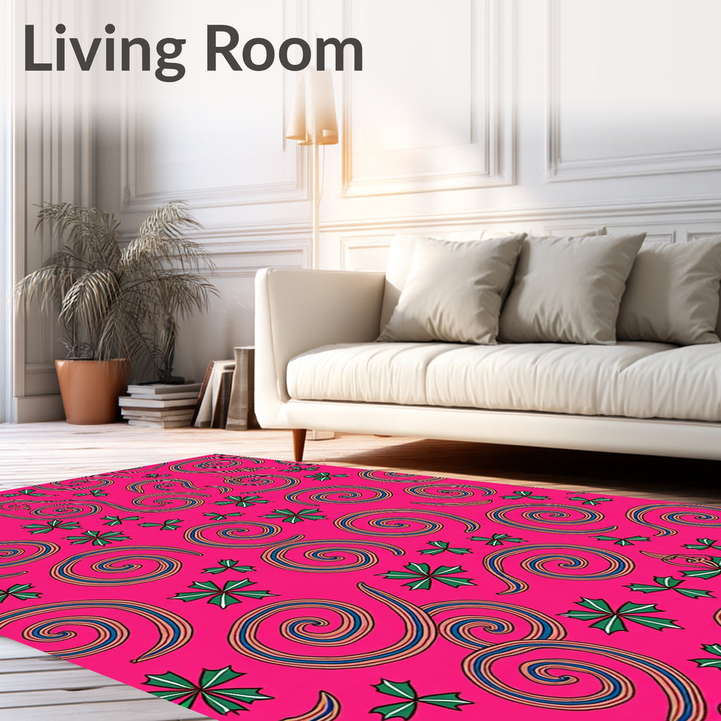 Hot Pink Swirls and Starbursts Rug