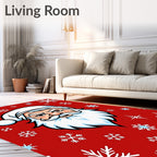 Jolly Santa Snowflake Red Scene Rug