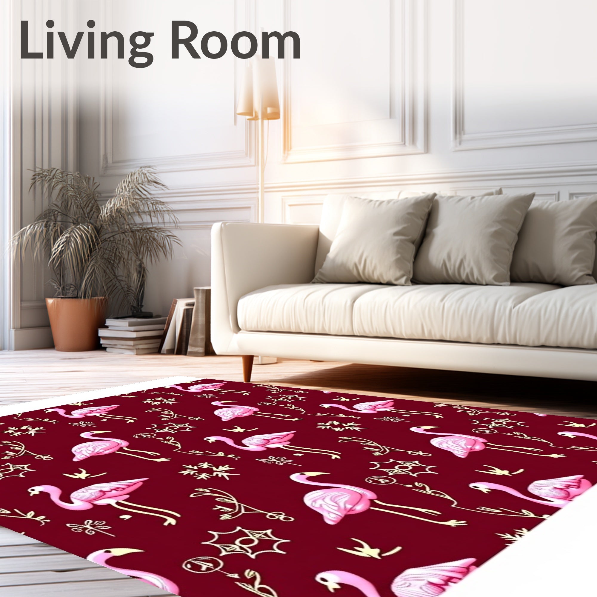 Pink Flamingo Tropical Vine Medallion Rug