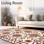 Crimson and Gold Vintage Floral Medallion Rug