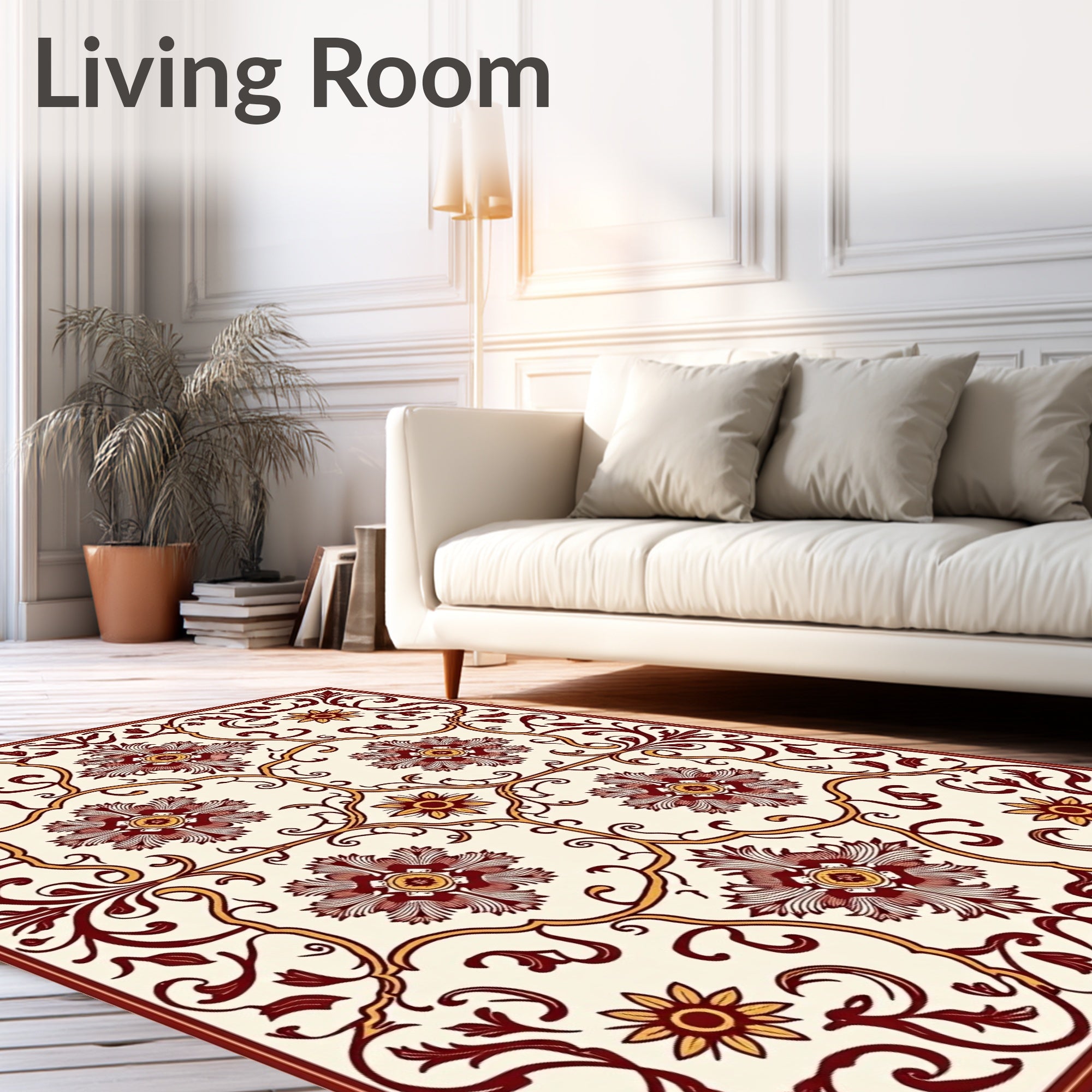 Crimson and Gold Vintage Floral Medallion Rug