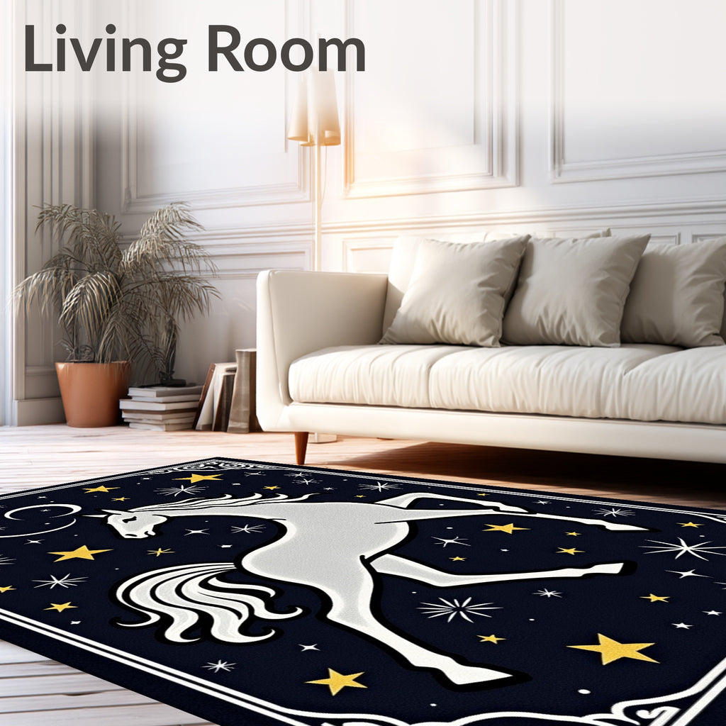 Celestial White Horse Starry Night Rug