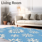 Light Blue White Snowflake Medallion Rug