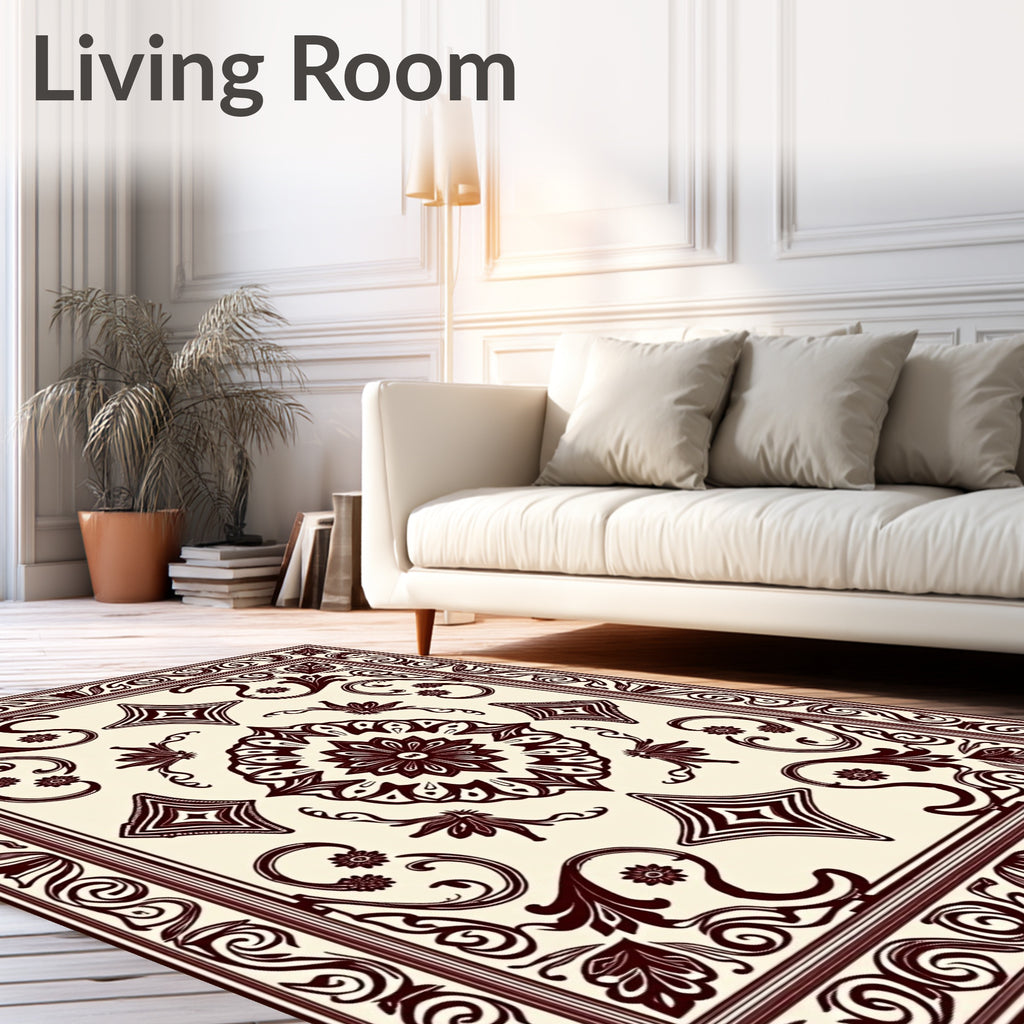 Dark Brown Classic Floral Medallion Rug