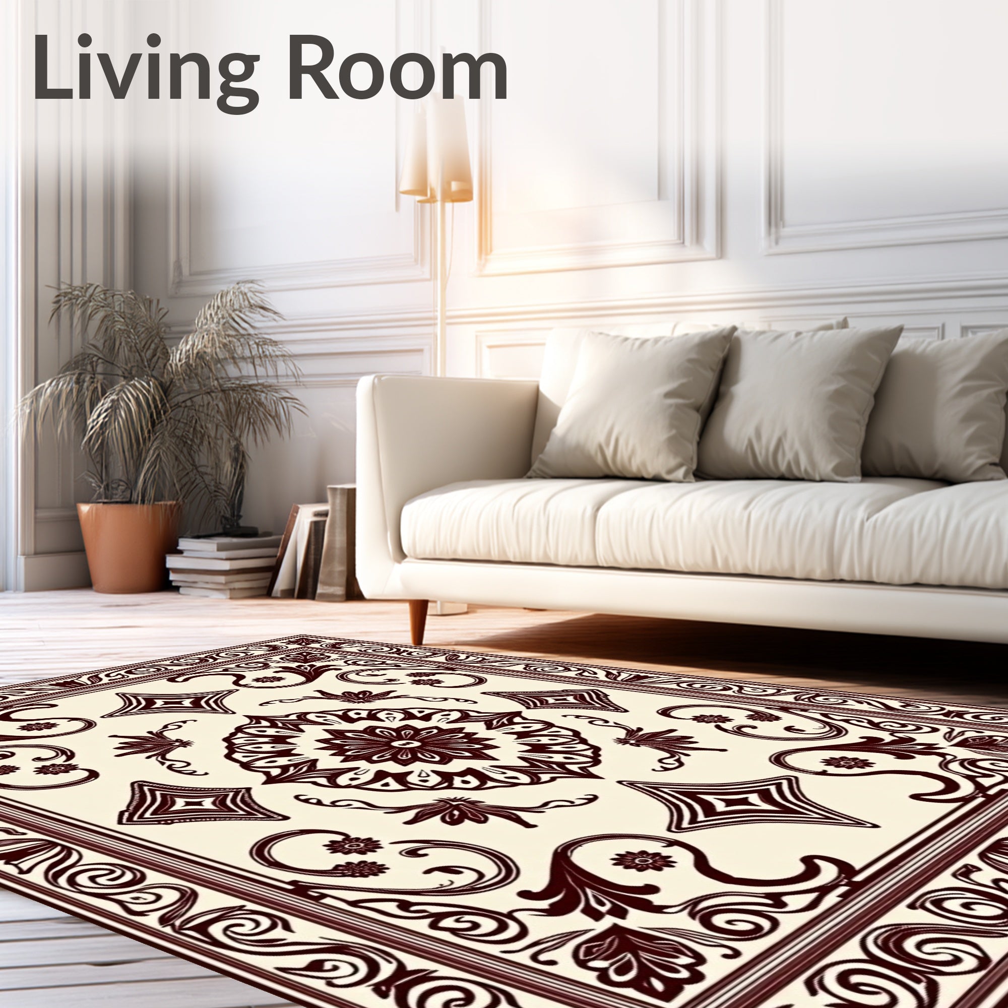 Dark Brown Classic Floral Medallion Rug