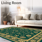 Emerald Gold Floral Botanical Garden Rug