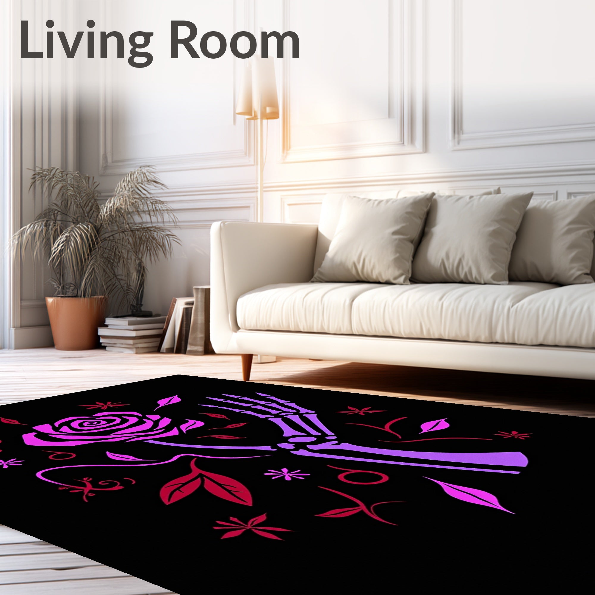 Gothic Skeleton Hand Rose Garden Rug