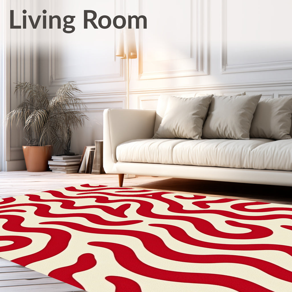 Bold Red Organic Swirl Rug
