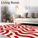 Bold Red Organic Swirl Rug