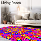 Vibrant Psychedelic Sunburst Medallion Rug