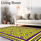Vibrant Yellow Purple Diamond Medallion Rug