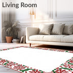 Crimson Green Snowflake Creature Border Rug