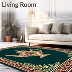 Crimson Floral Teapot Decorative Border Rug