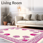 Radiant Fuchsia Floral Border Rug