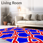 Bold Red White Intertwined Net Rug
