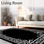 Winter White Snowflake Ornate Border Rug