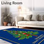 Festive Evergreen Star Ornaments Rug