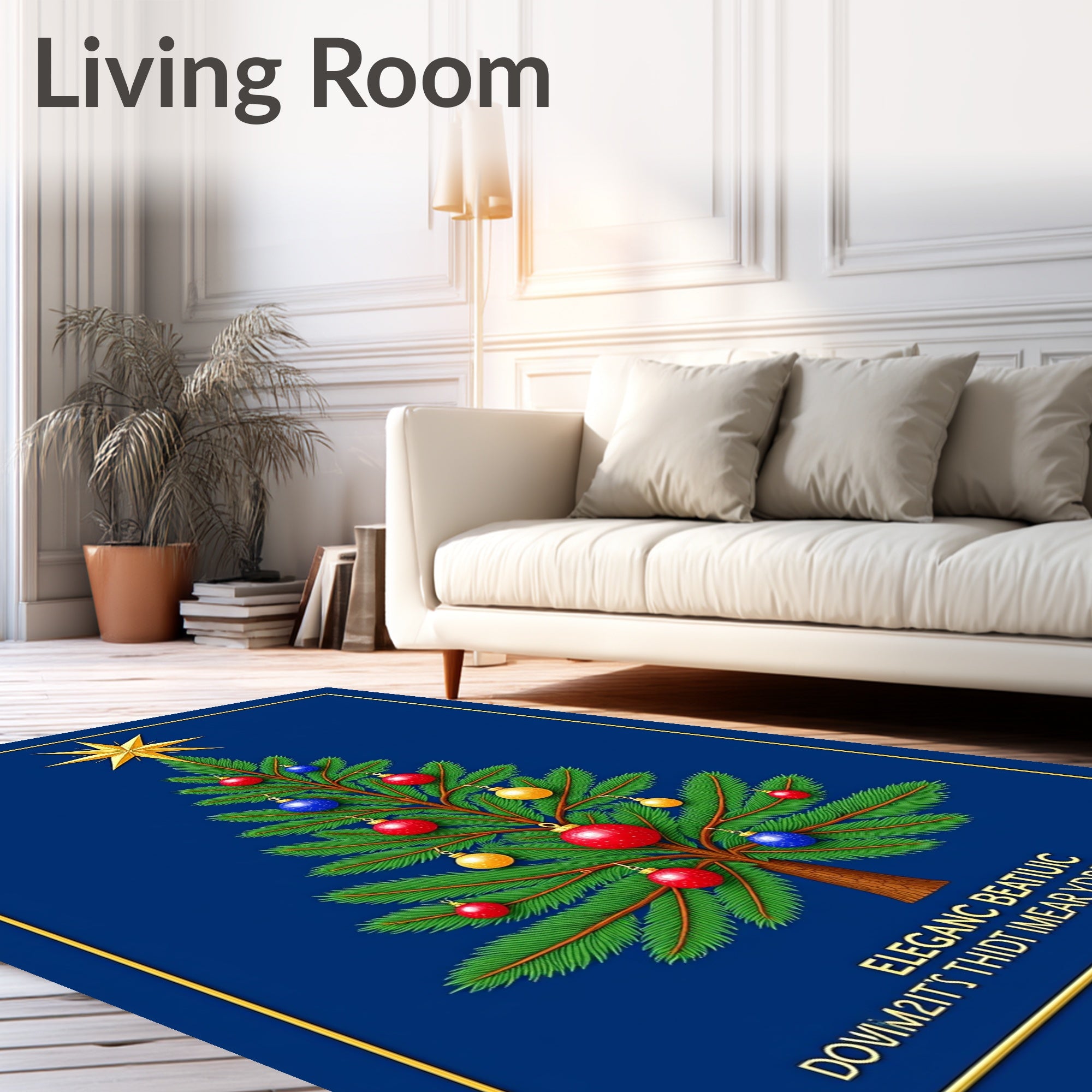 Festive Evergreen Star Ornaments Rug