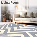 Gray Cream Interlocking Chevron Rug