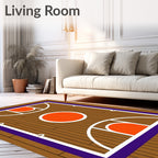 Basketball Court Wood Grain Orange Rug