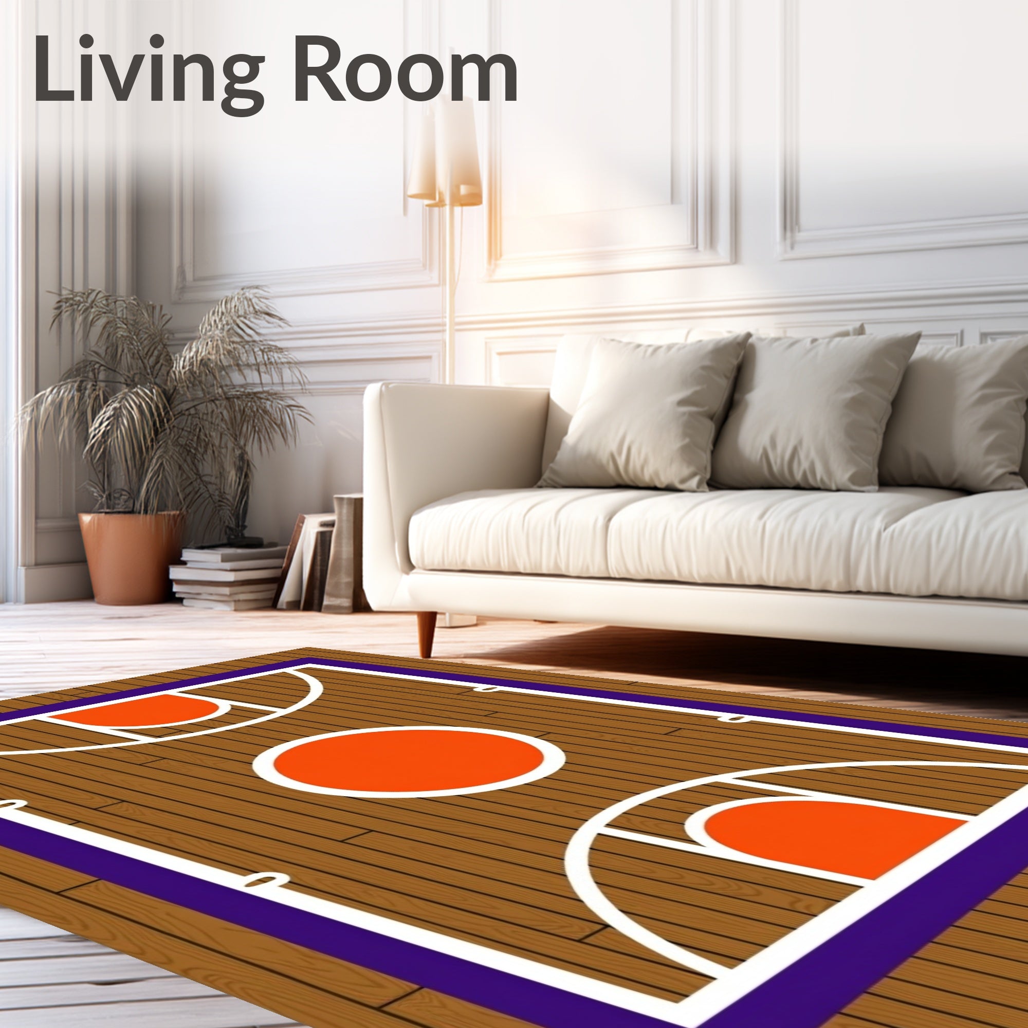 Basketball Court Wood Grain Orange Rug