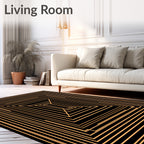 Modern Geometric Gold Tunnel Rug