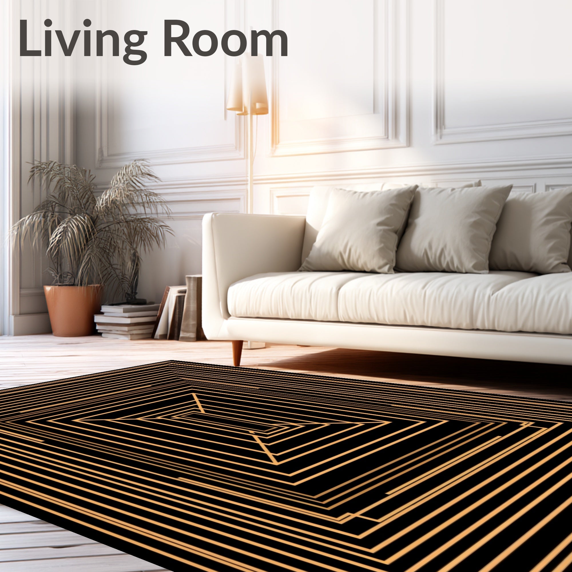 Modern Geometric Gold Tunnel Rug