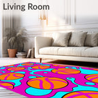 Vibrant Orange Basketball Splatter Rug