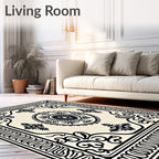 Black Ivory Ornate Floral Medallion Rug